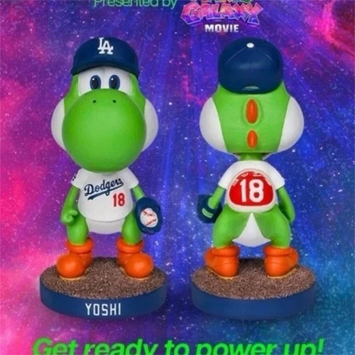 Pre-sale - Yoshi Dodgers Bobblehead Super Mario Galaxy Movie Promo Baseball 3/31