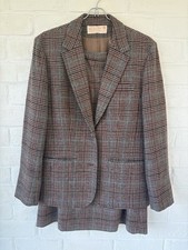 Vintage Pendleton 100 Virgin Wool Ladies Skirt Suit Brown Plaid Lined EUC