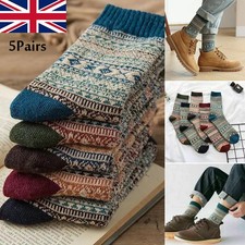 5 Pairs Men's Nordic Thermal Socks Winter Warm Thick Walking Hike Chuncky Socks