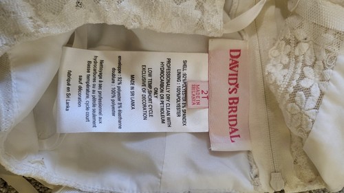 David's Bridal Illusion Lace Tie-back Halter Flower Girl Dress SIZE 2T - Picture 5 of 6