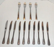 Set of 10 Stainless Steel Dinner Knives & 4 Gourmet Settings GS 18/C Forks