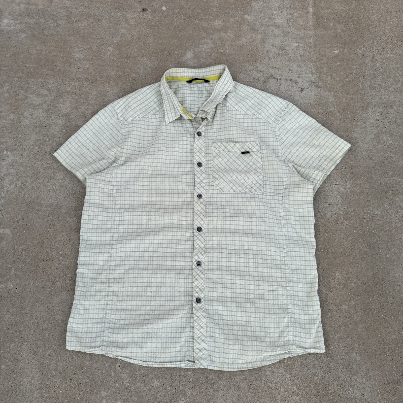 Camicia uomo ARC'TERYX verde chiaro quadri quadri quadri manica corta bottoni media