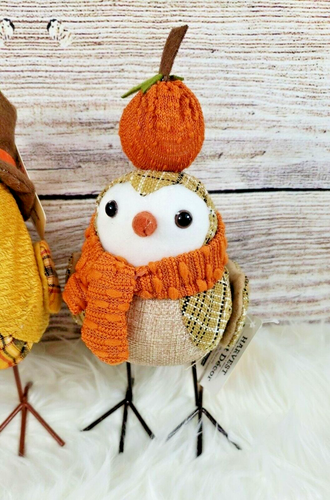 Fall Autumn Fabric Birds Tabletop Decor Way To Celebrate Set of 3 NEW - Picture 6 of 6