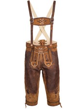 Trachtenlederhose mit Träger Herren Kniebund Trachten Lederhose lang Oktoberfest