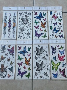 6 X Woman Butterfly Flowers Waterproof Body Temporary Tattoos Stickers US Seller