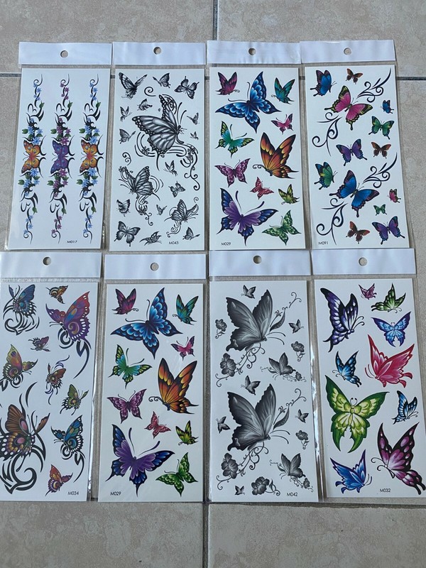 6 X Woman Butterfly Flowers Waterproof Body Temporary Tattoos Stickers US Seller