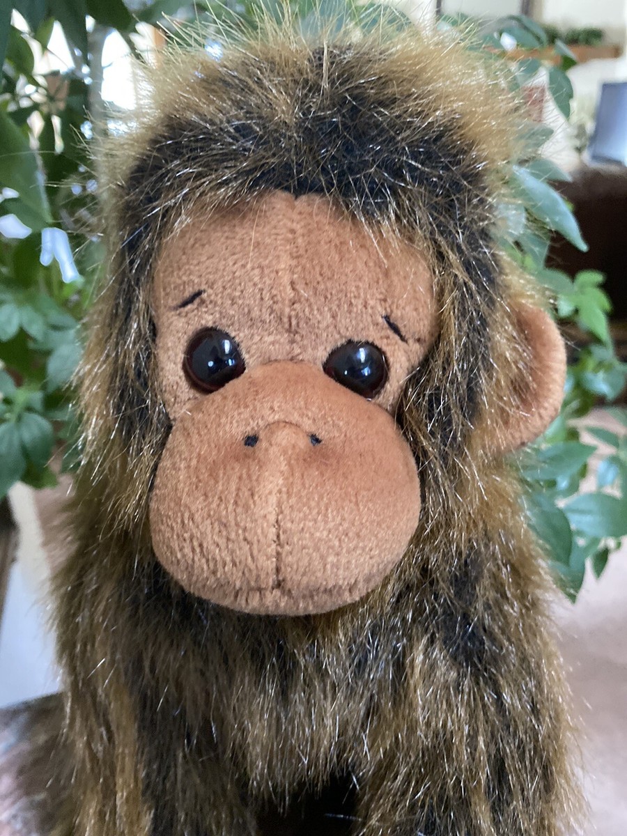 1999 TY Brown Mohair Long Hair Monkey Chimpanzee 18” Plush Stuffed