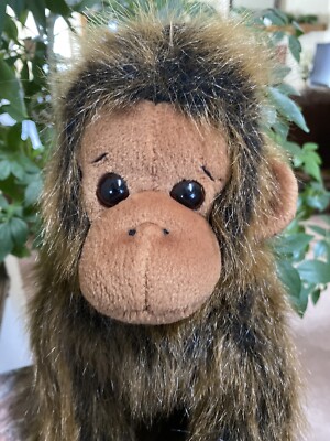 1999 TY Brown Mohair Long Hair Monkey Chimpanzee 18” Plush Stuffed