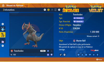 Pokémon Shiny Carchacrok 6IVs Level 100 - Pour Pokémon Légendes Z-A - Code Numérique Baron