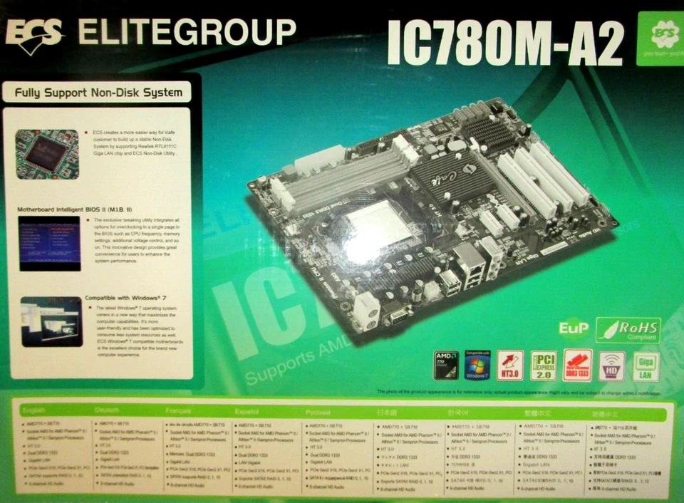 ECS Elitegroup IC780M-A2 Desktop ATX Motherboard. AMD770/SB710, AM3 NEW open box - Image 2 of 4
