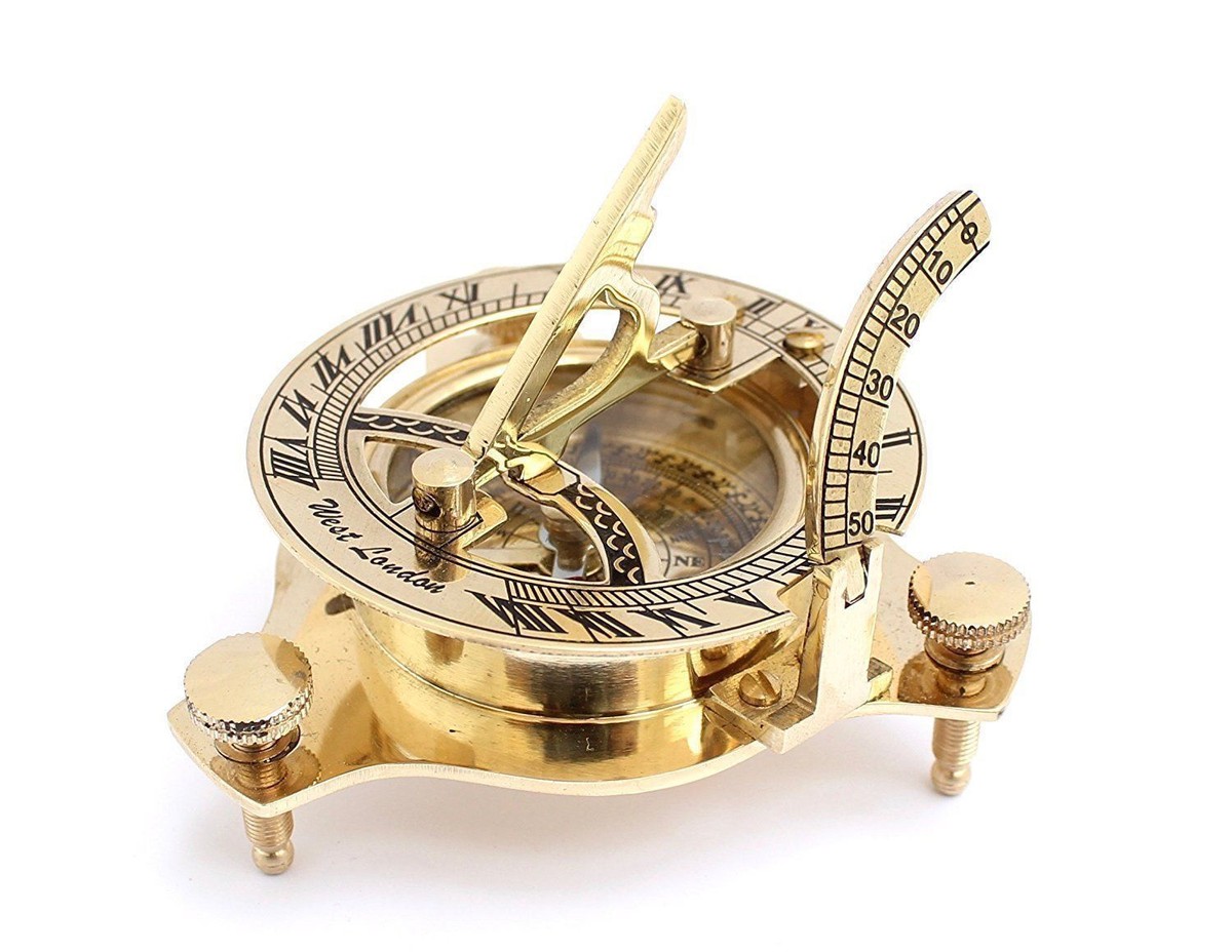 Vintage London west maritime antique SUNDIAL COMPASS brass