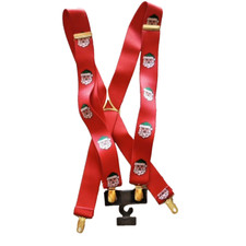 Vtg John Henry Made in West Germany Santa Claus Suspenders Braces Red Adult Mint
