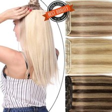 Thick One Piece 100 Clip In Remy Human Hair Extensions Full Head Weft Highlight