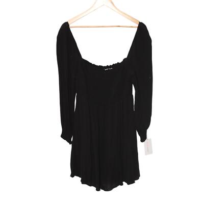 Womens Abercrombie & Fitch Black Long Sleeve Scoop Neck Solid Dress Size  Large L