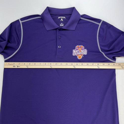 2016 Clemson Tigers National Champs Antigua Short Sleeve Polo Shirt Men M Purple - Picture 7 of 12