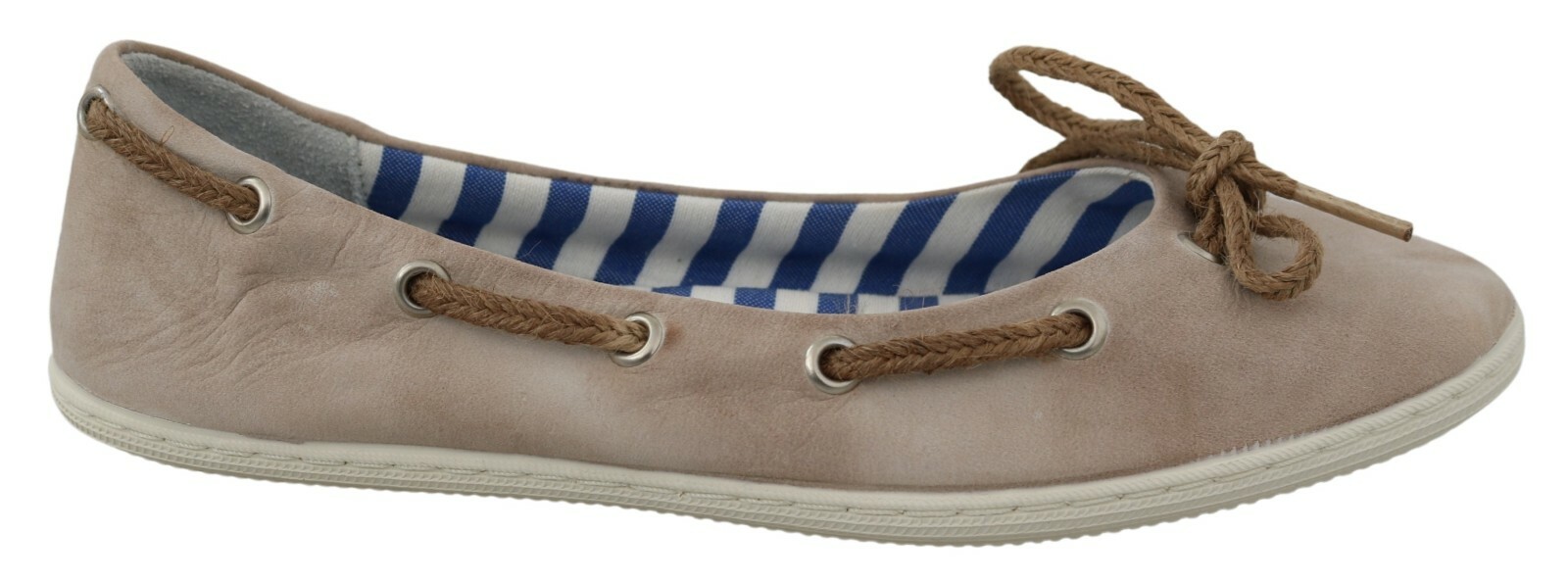 PANTOFOLA D’ORO Pantofola D'Oro Chaussures Daim Beige Dentelle Noeud Mocassin Ballet Plat EU39 