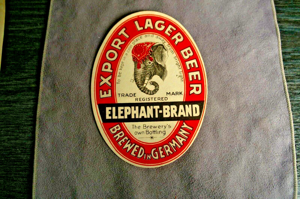 Eti19) Altes Bier Etikett aus Bremen: Beck&Co, Export Lager Beer Elefant-Brand - Bild 1 von 1