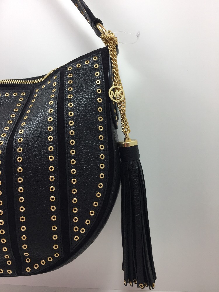 Michael Kors Brooklyn Grommet Leather Hobo Shoulder Bag for