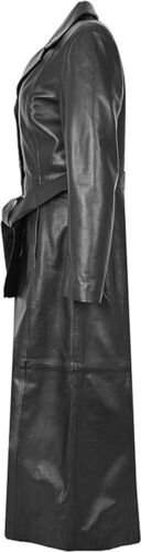 Leather Trench Coat Long Lambskin Genuine Women's Women Stylish Real Overcoat - Picture 5 of 21