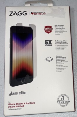 Zagg Glass Elite -  iPhone SE (3rd&2nd Gen), iPhone 8/7/6s/6 5g Compatible 