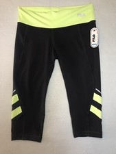 Fila Sport Womens Running pants SZ M Night Glow grey w/yellow, Performance Gear