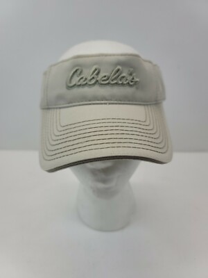 Cabelas Visor Hat Cap Strap Beige Logo Adjustable Outdoor Hunting Fishing