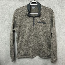 Eddie Bauer 1/4 Zip Fleece Sweater Mens Size XL Gray Heathered Pullover Logo