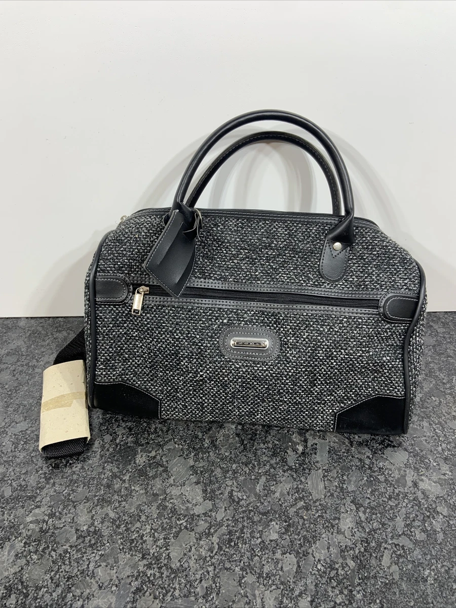 Vintage JC Penney Jaguar Black Tweed 2 Piece Luggage Set Carry On