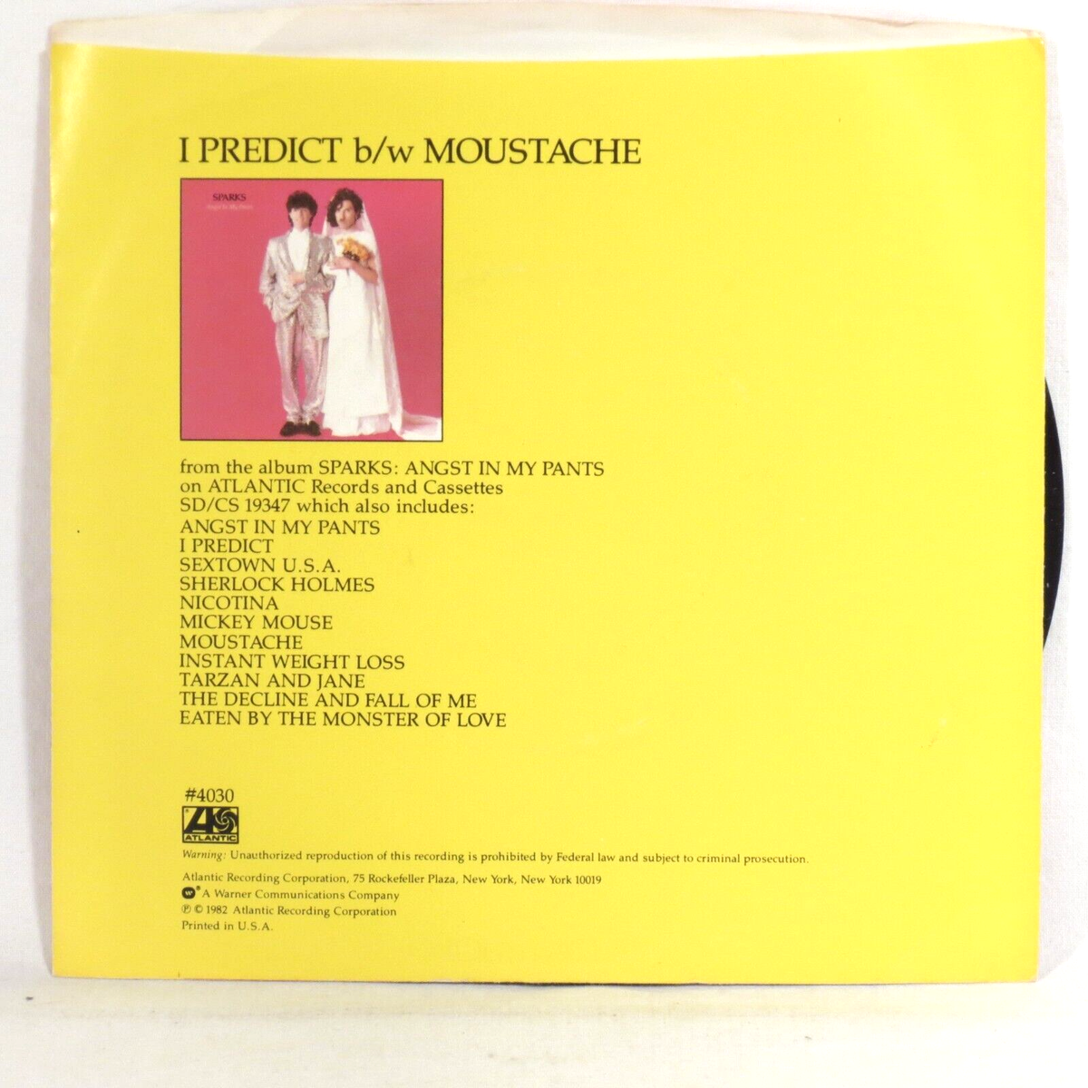 SPARKS ‎– I Predict 1982 US PROMO 7