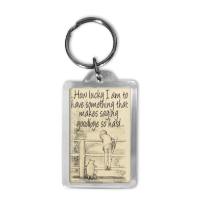 Pooh Keyring How Lucky I Am Quote Handmade Gift 4x6cm Acrylic Gift Ready
