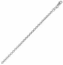 2.3mm Rolo Link Chain Necklace Real 14K White Gold