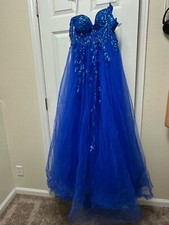 Royal Blue prom dress, size 10, ball gown, sparkly, thigh high slit