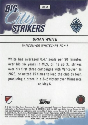 2024 Topps Major League Soccer Base 'Big City Strikers' Neon Green /99 Cards - Picture 2 of 4