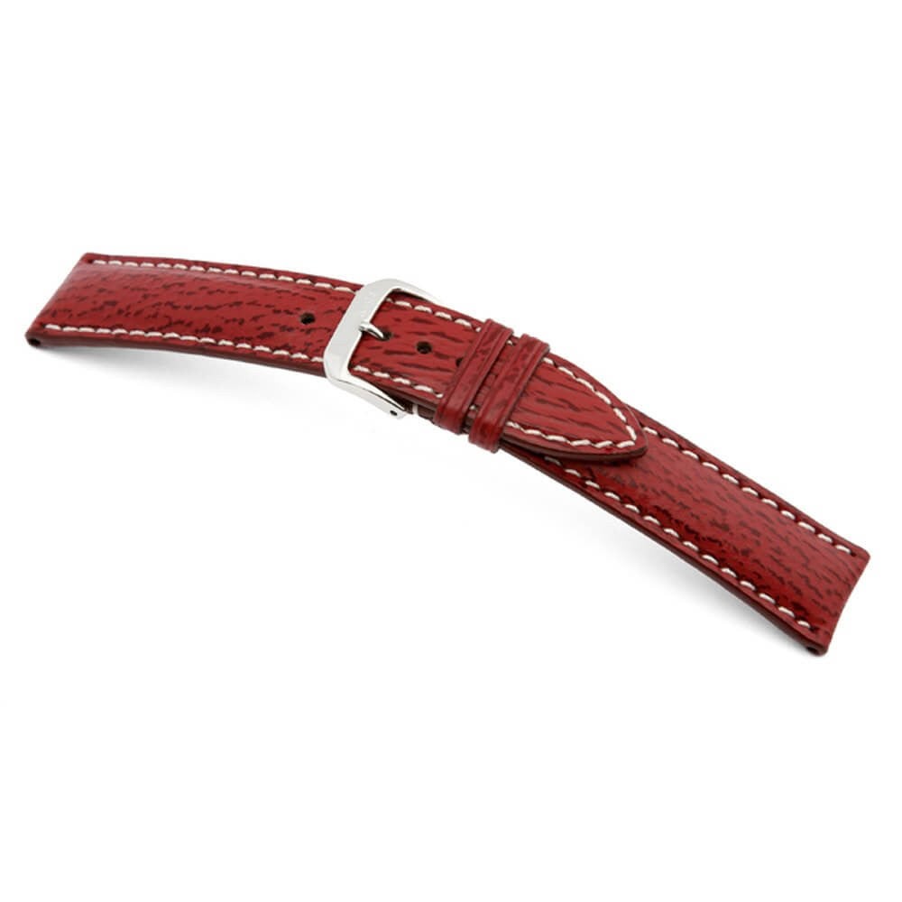 Shark Watch Band Genuine Wave Design Water Resistant Burgundy Color