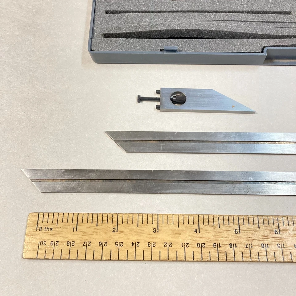 Universal Bevel Protractor Vernier w/ 5 7/8" & 11 3/4" Blade w/ Case - Image 4 of 4