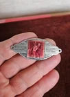 ENAMEL AUTOMOBILE CAR RADIATOR BADGE # ST. CHRISTOPHER TRAVELERS PROTECTION