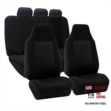 Full Set Cloth Car Seat Covers - Universal Fit - Black