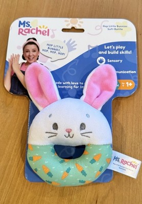 Ms Rachel easter bunny rabbit baby 6  rattle plush sensory newborn+ new