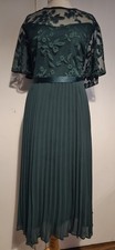 COAST Dress Sz 26 Green Lace embroidered midi party wedding Guest Plus Emerald