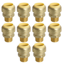 10 Pack XFITTING 1" Push Fit x 3/4" Male NPT Threaded Adapter, Lead Free Brass