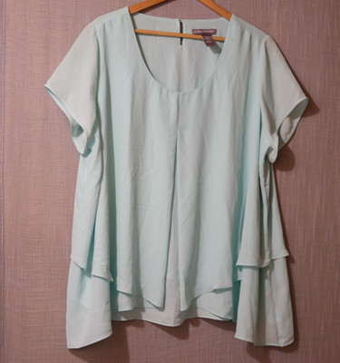 EUC Kate & Mallory Blouse Tunic Top Flowy Light Green Lined Womens 3X #A7-8