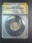 1924 D Buffalo Nickel ANACS VF35 Rotated Dies, Scratched