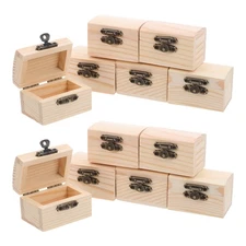  12PCS Mini Wooden Box with Hinged Lids - Unfinished Wood Chest Decorate