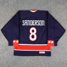 Vintage Columbus Blue Jackets Jersey Youth S/M Geoff Sanderson #8 NHL Small Boys