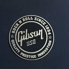Gibson Les Paul Guitar Leather laser engraving iron on patch Gold And Black 1.5”