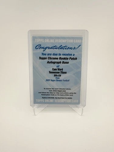 2025 Topps Chrome Cam Ward Rookie Patch Autographs (RAW)