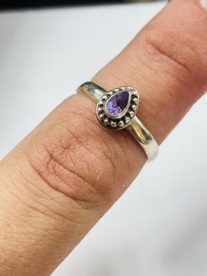 Doug Paulus India silver and solitaire amethyst ring UK size N