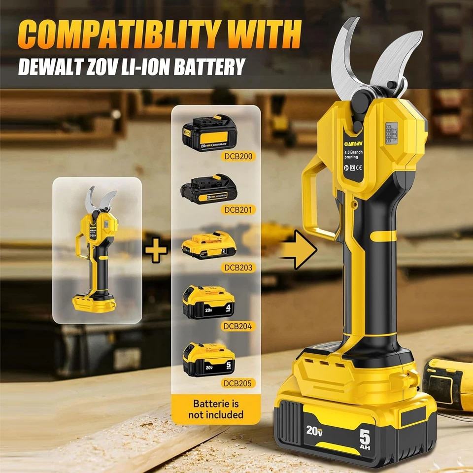 2-IN-1 Electric Pole Pruning Shears Cordless Compatibility with DEWALT 20V MAX B - Image 3 of 4