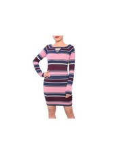 PLANET GOLD Womens Pink Long Sleeve Above The Knee Body Con Dress L