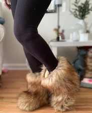 BEARPAW SASHA LEATHER FAUX FUR BOOTS 9